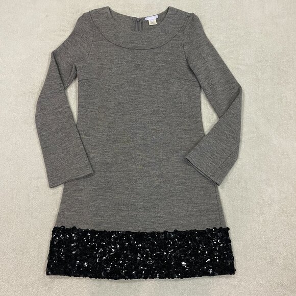 Vera Wang Long Sleeve Wool Dress Sequin Hem Size 8 - Picture 2 of 14